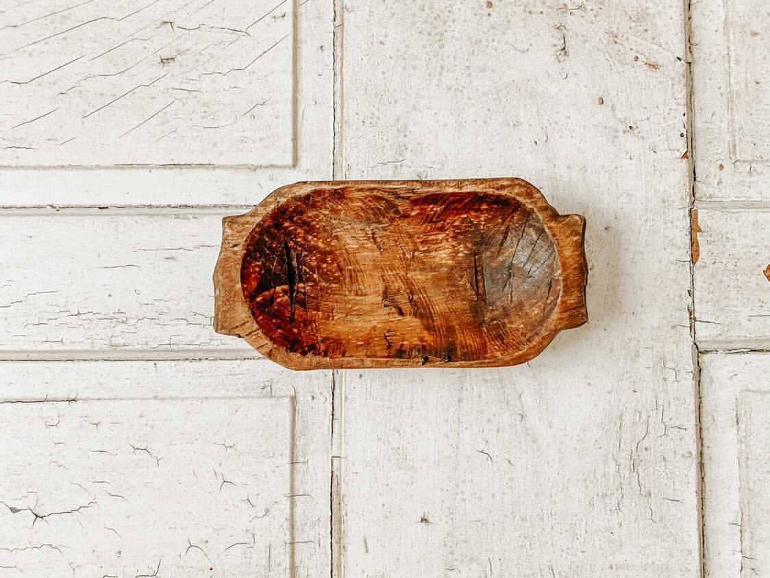Bol en bois sculpté à poignées, fait main du Mexique