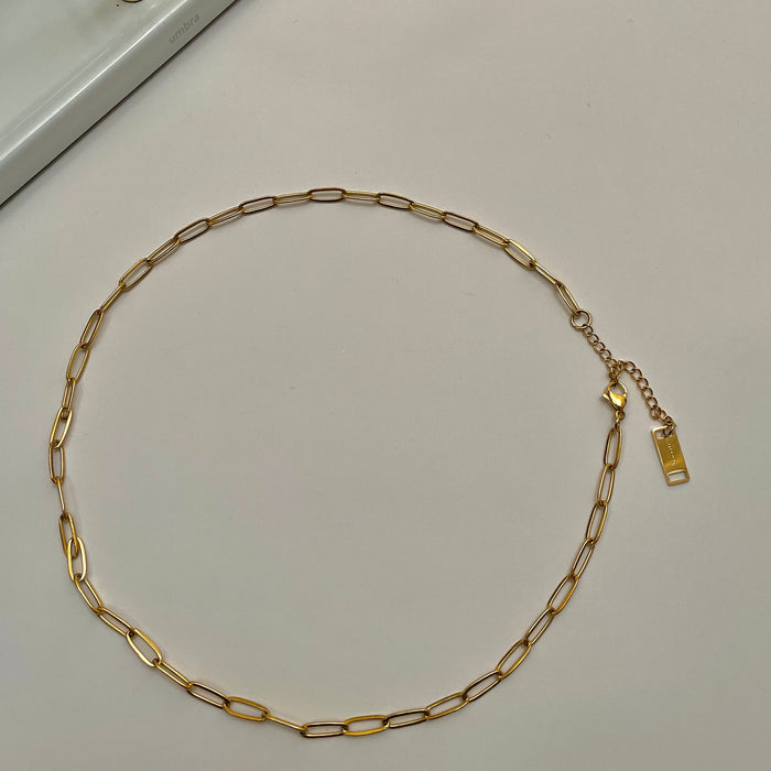 Collier Chaîne Trombone – Or /Paperclip Chain Necklace-Gold