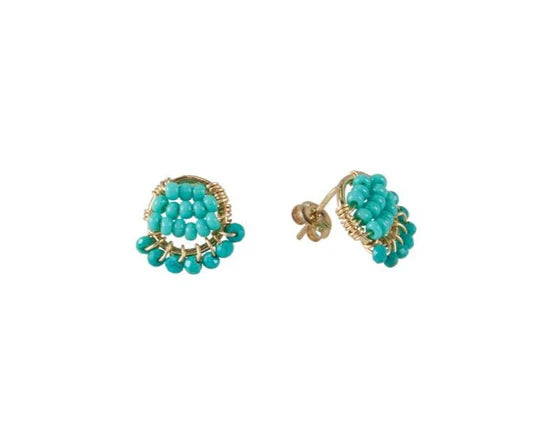 Mini boucles d’oreilles cercle avec pampilles en turquoise – TURQUOISE - Tanzanie