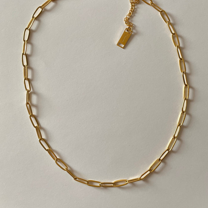 Collier Chaîne Trombone – Or /Paperclip Chain Necklace-Gold