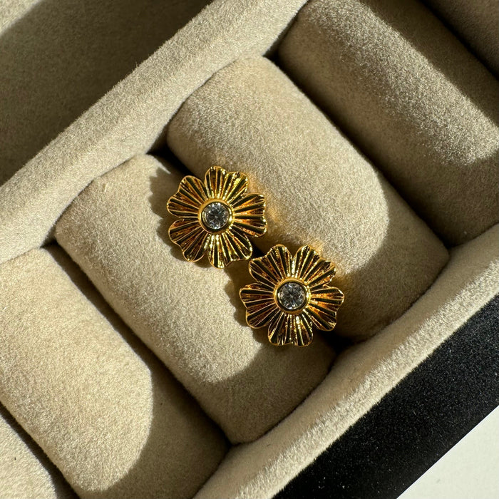 Clous d’oreilles Fleur Rayonnante / Sunburst Flower Studs