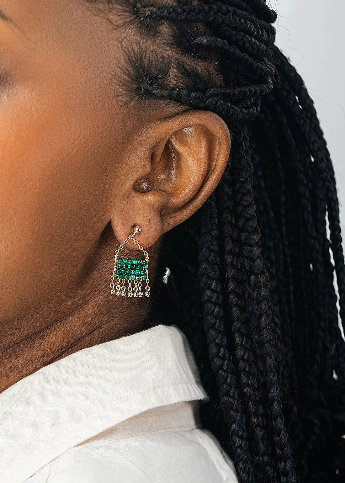 Mini boucles d’oreilles - vert malachite/or - Tanzanie
